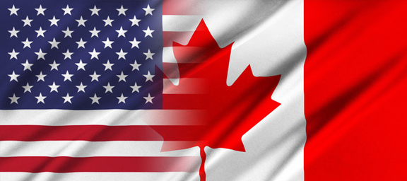 American and Canadian Flags
